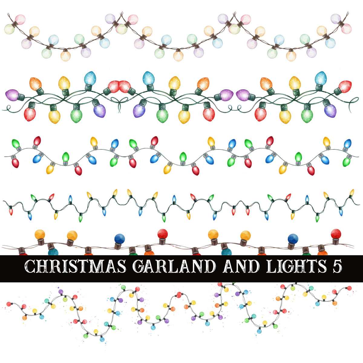 Christmas Garland and Lights Collection UV DTF Decal Sheets 7 Design sheets