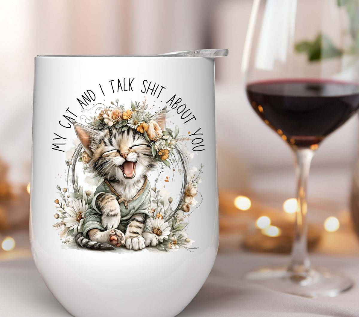 My cat and I talk shit UV DTF Decals