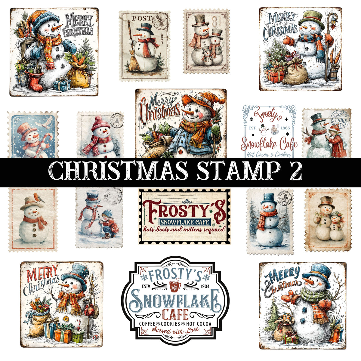 Christmas Stamp Collection UV DTF Decal Sheets 6 Design sheets