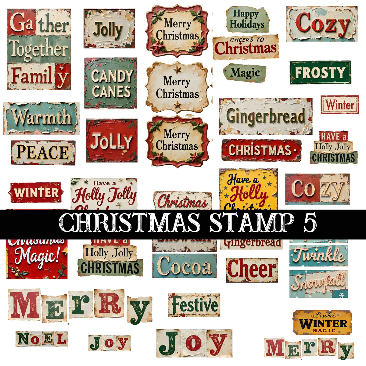 Christmas Stamp Collection UV DTF Decal Sheets 6 Design sheets