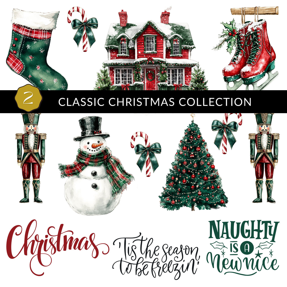 Classic Christmas Collection UV DTF Decal Sheets- 3 Designs