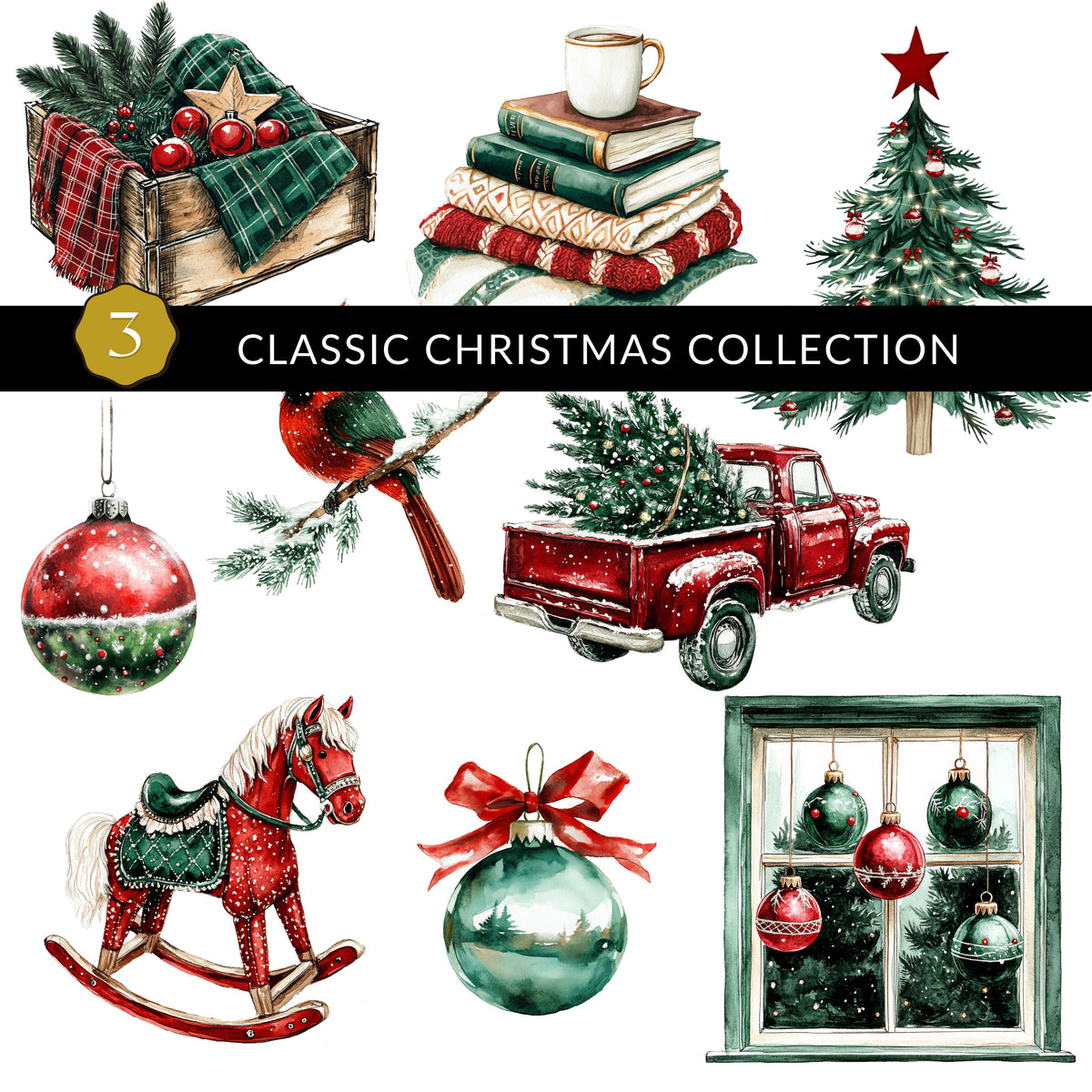 Classic Christmas Collection UV DTF Decal Sheets- 3 Designs