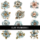 Clay Flowers UV DTF Decal Sheets 6 Designs