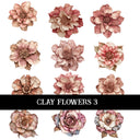 Clay Flowers UV DTF Decal Sheets 6 Designs