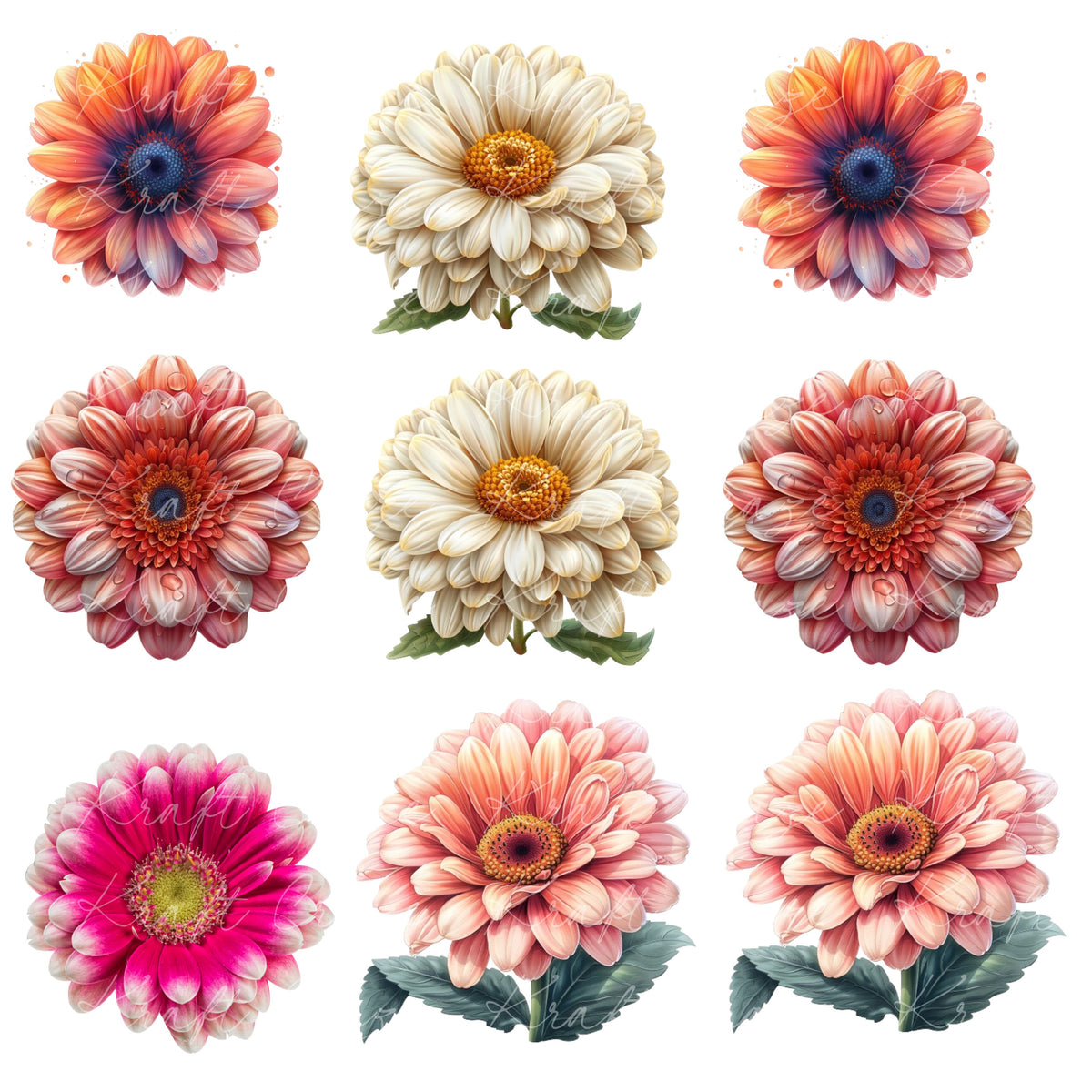 Colored Daisies UV DTF Decal accent Sheet 10x10