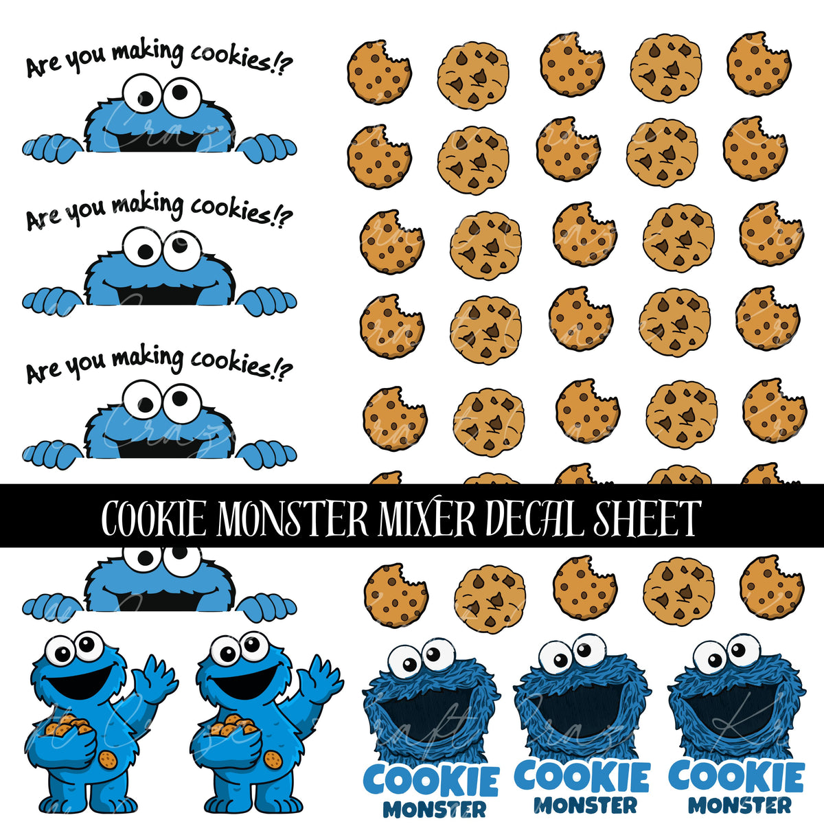 Cookie Monster Mixer UV DTF Decal Sheets