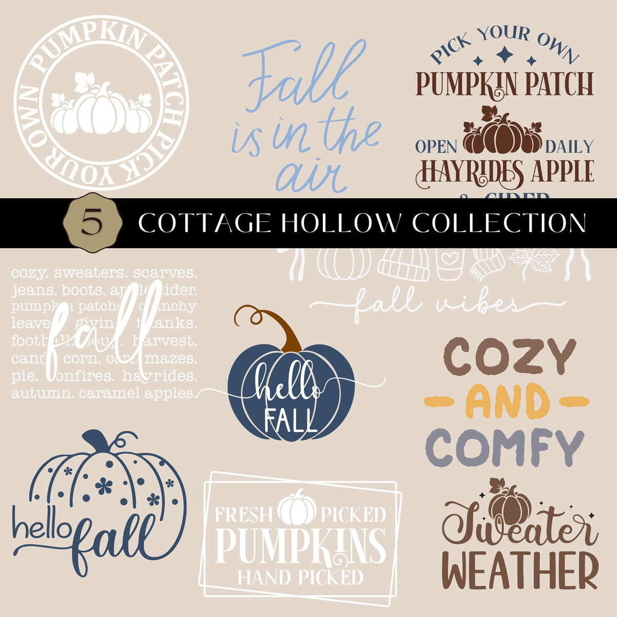Cottage Hollow Collection UV DTF Decal Sheets- 5 Designs