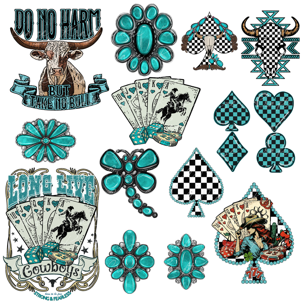Cowgirl Turquoise UV DTF Decal Sheets-