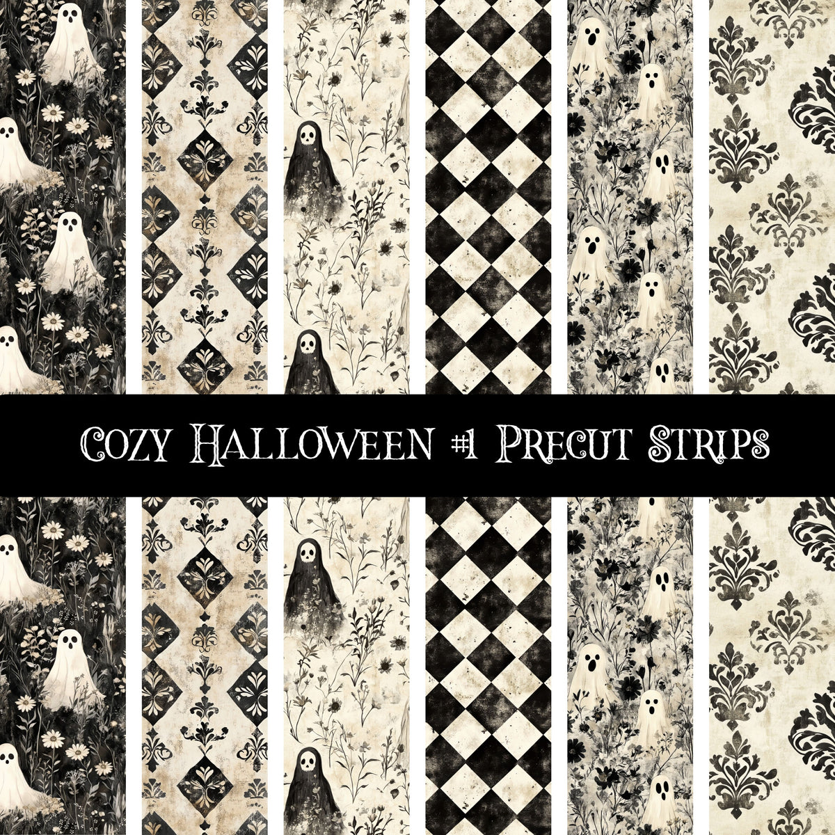 Cozy Halloween precut strips 12x12 vinyl sheet 3 Designs