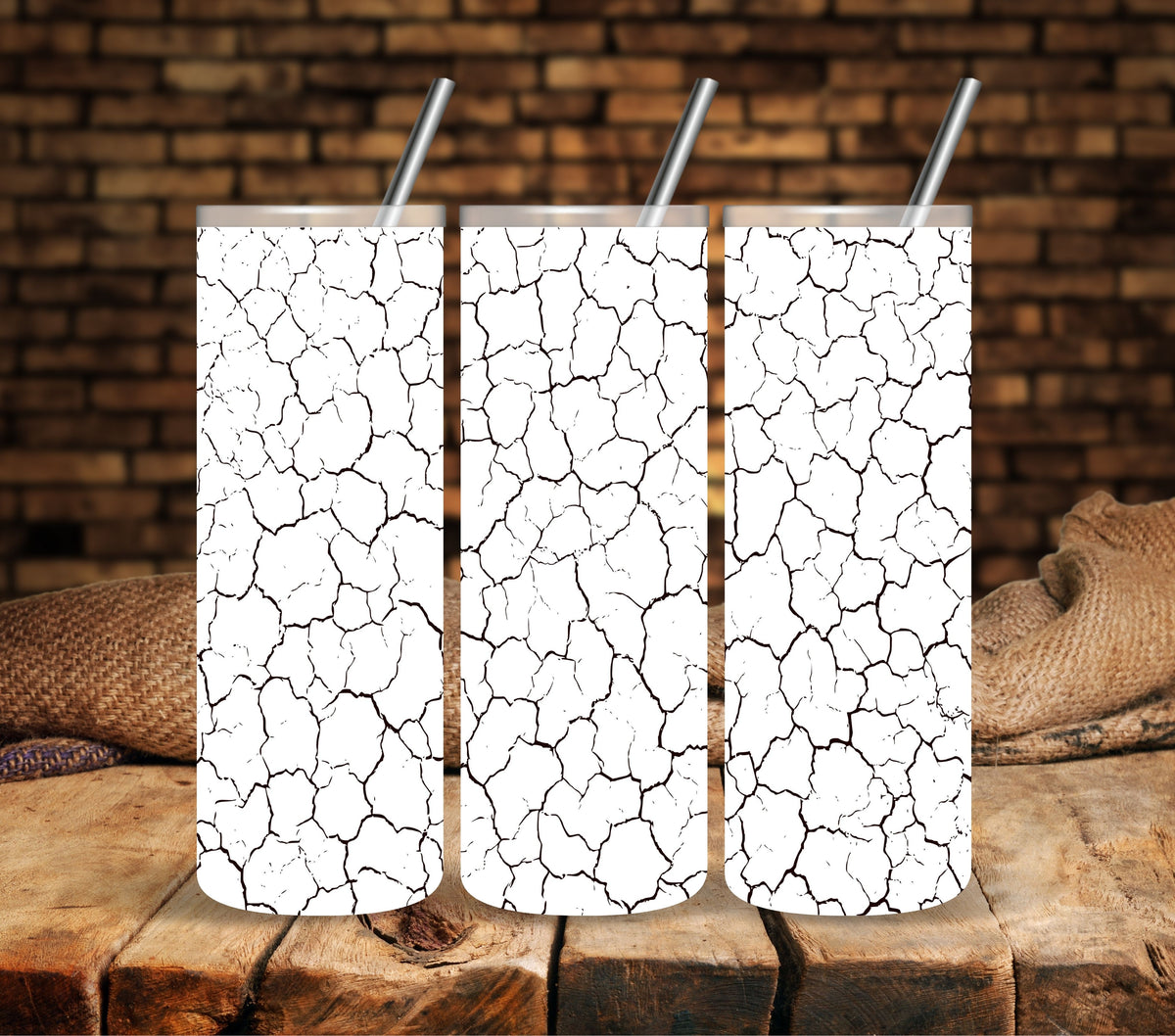 Crackled Black UV DTF tumbler wraps