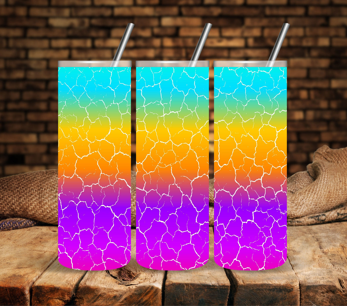 Crackled white UV DTF tumbler wraps