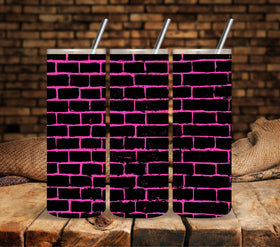 Pink Brick UV DTF tumbler wraps