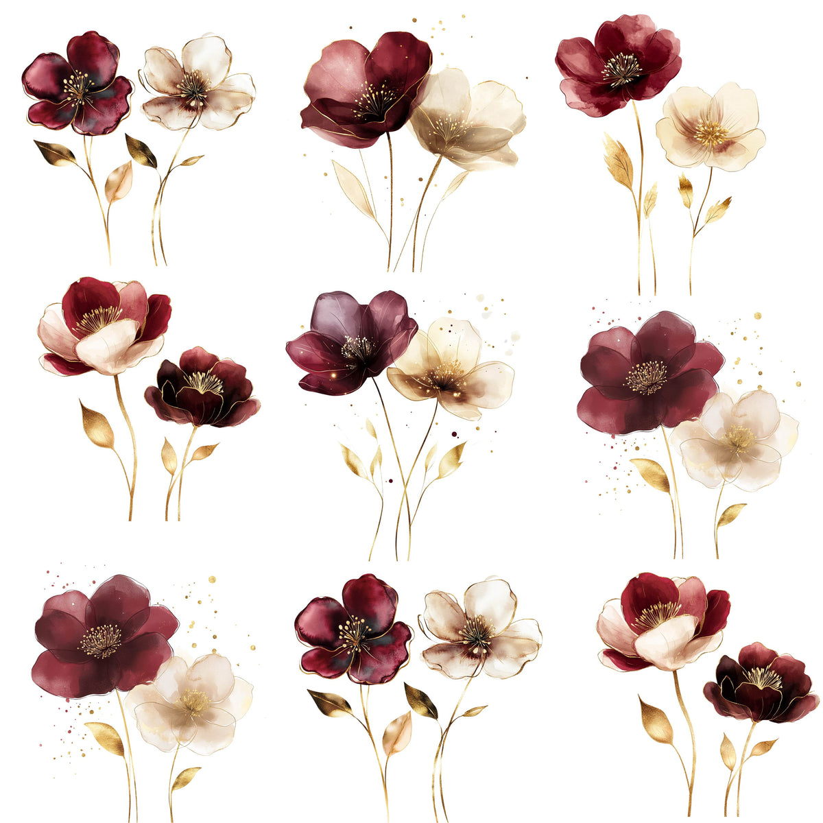 Cranberry Floral UV DTF Decal sheet