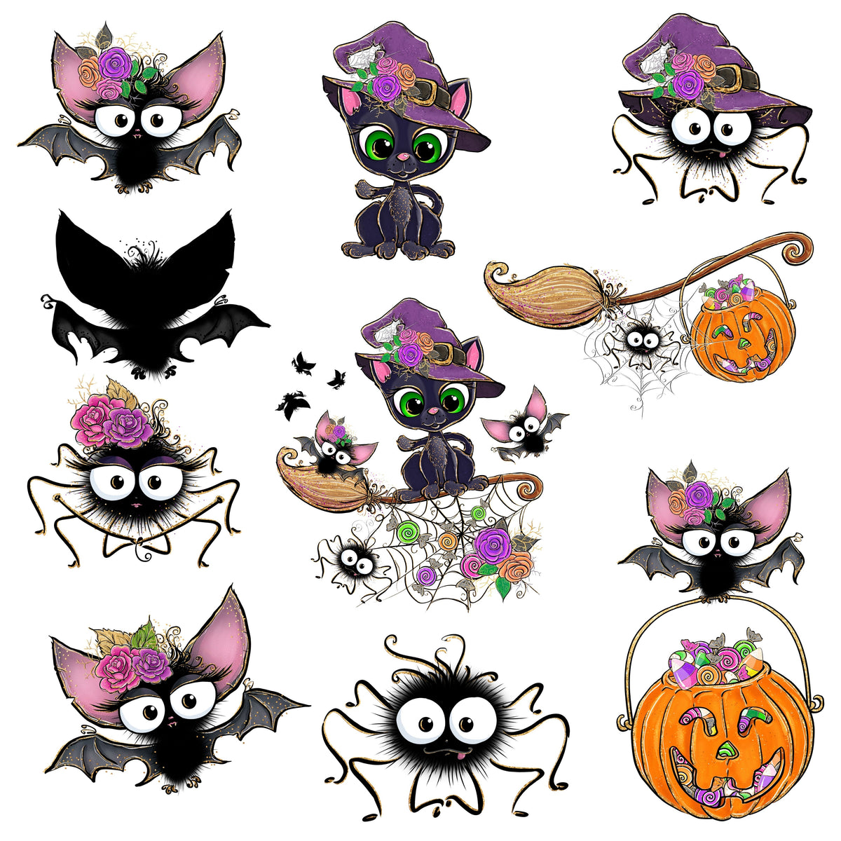 Cute Halloween UV DTF Decal Sheets-4 Design Options