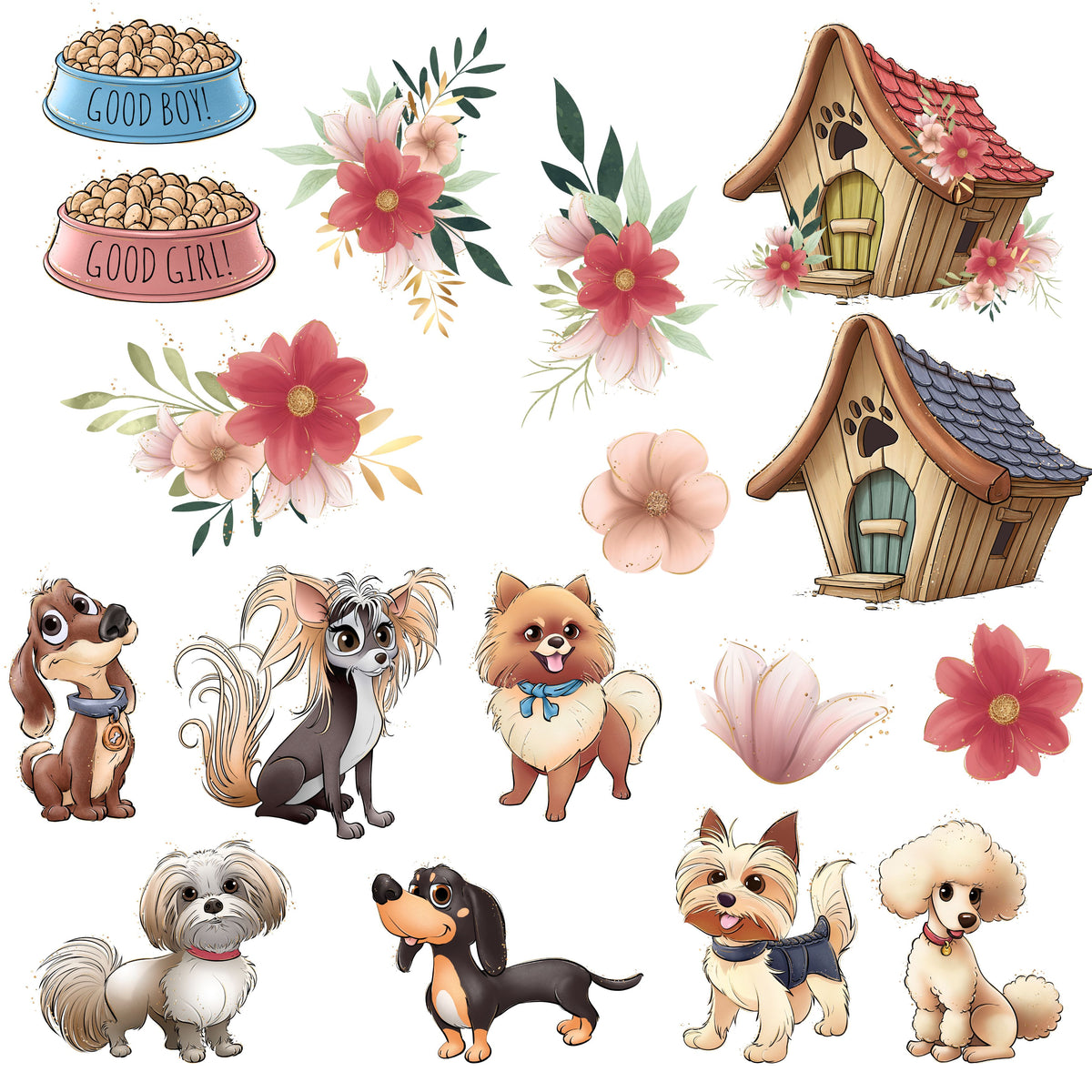 Cute Dogs collection UV DTF Decal Sheets- 2 Design Options