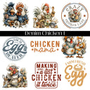 Denim Chicken Collection UV DTF Decal Sheets-2 Designs