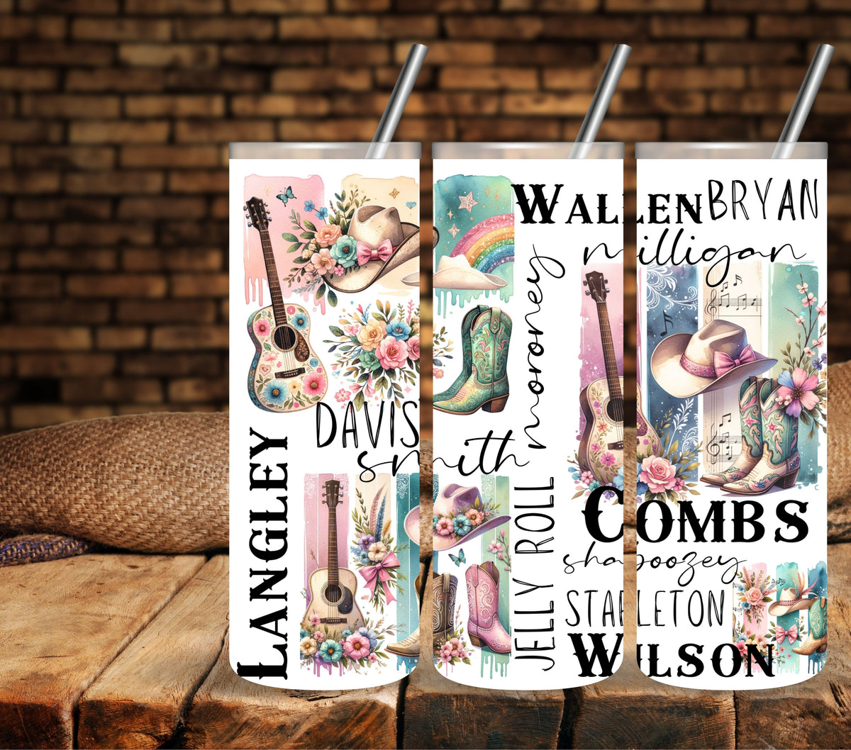 Country music UV DTF tumbler wraps 20oz