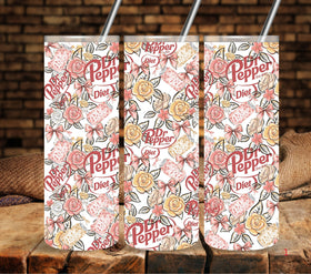 Diet Pepper Floral Vinyl tumbler wraps (