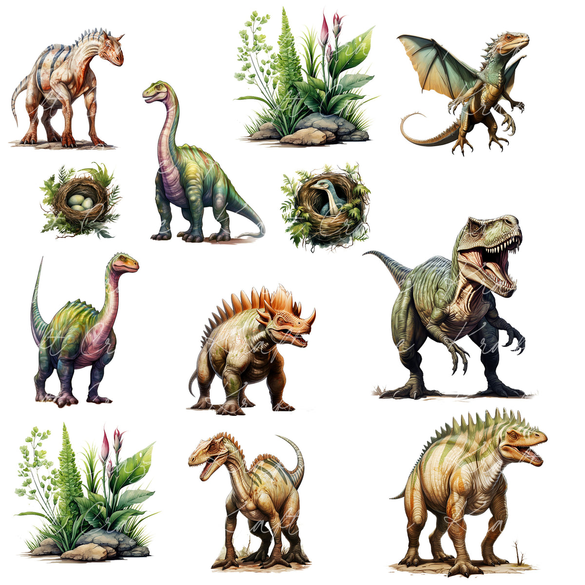 Dinosaur Decal Sheet #2 UV DTF Decal accent Sheet 10x10