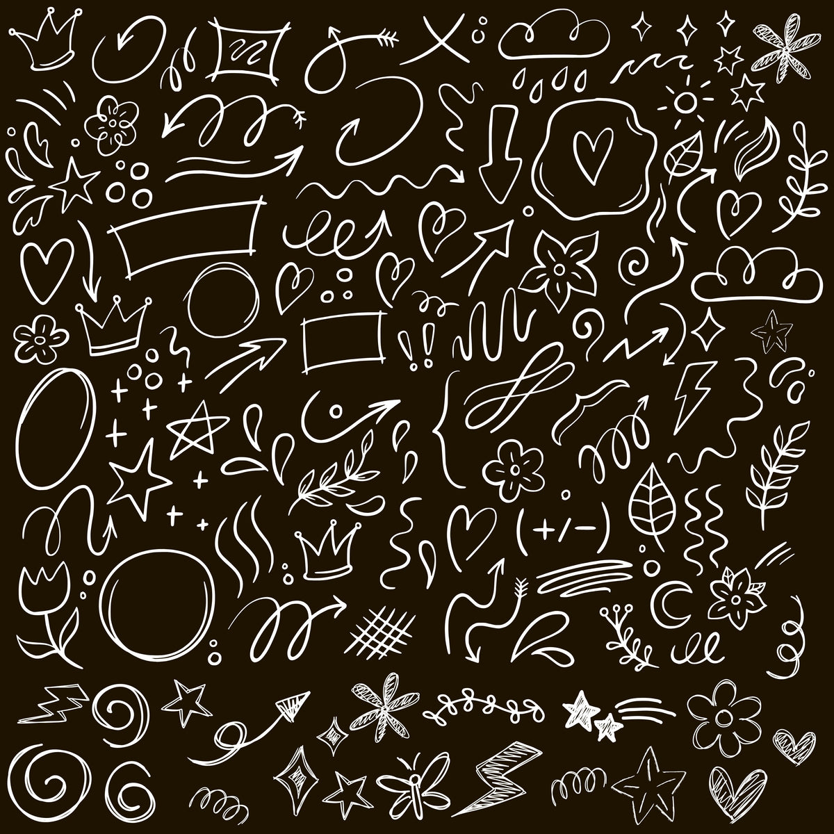 Doodle sketch element sheets  UV DTF Decal sheet 2 colors