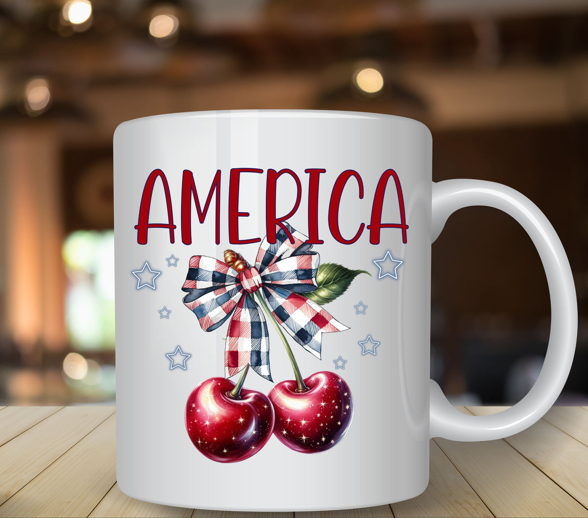 America cherry bow UV DTF Decals