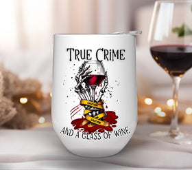 True crime and a glass of wine UV DTF Decals