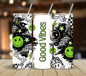 Good Vibes Checker Vinyl tumbler wraps
