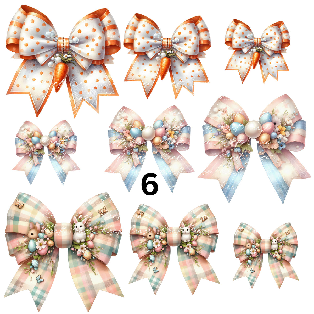 Easter Coquette Bows UV DTF Decal accent Sheet 10x10 sheet 6 designs