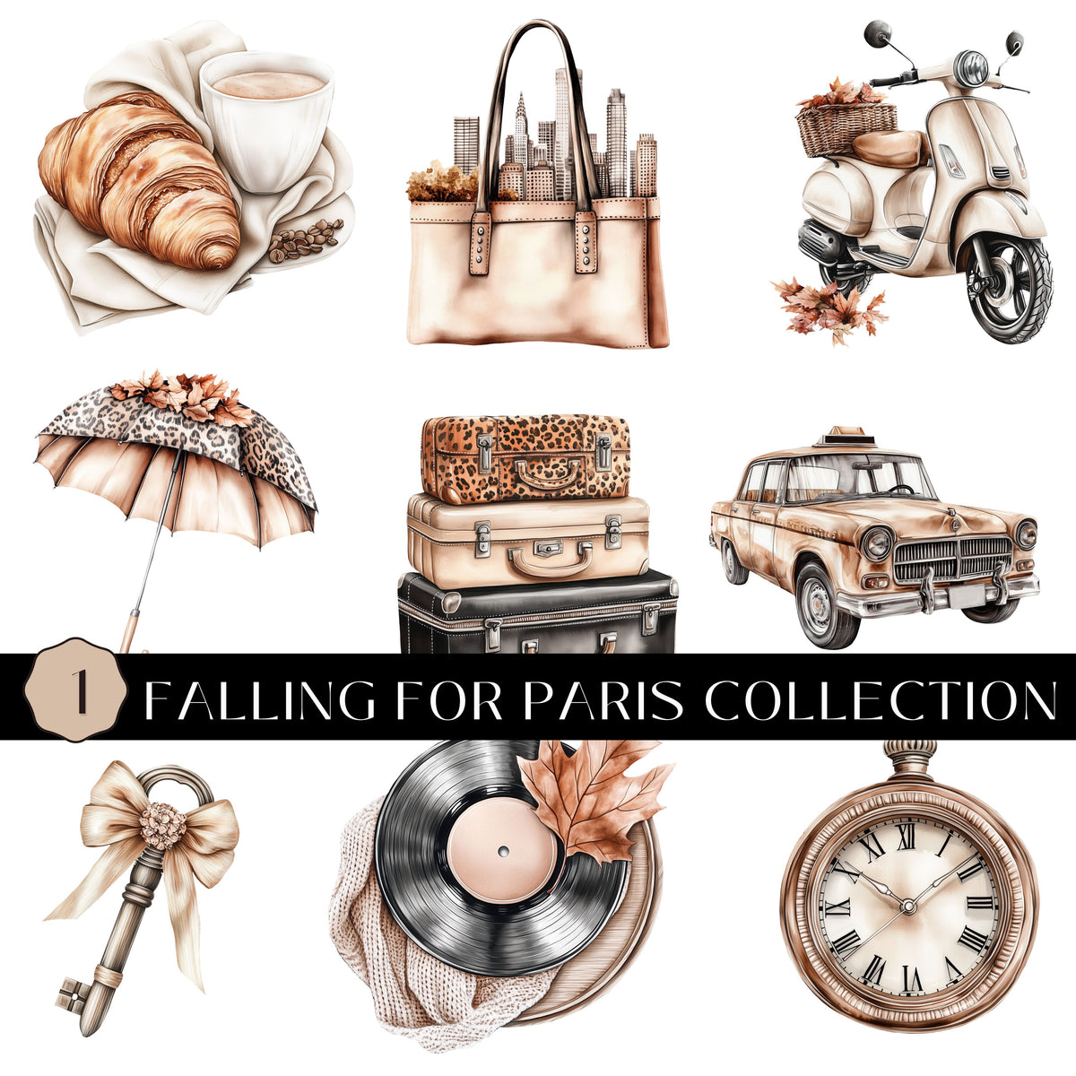 Falling For Paris Collection UV DTF Decal Sheets- 3 Designs