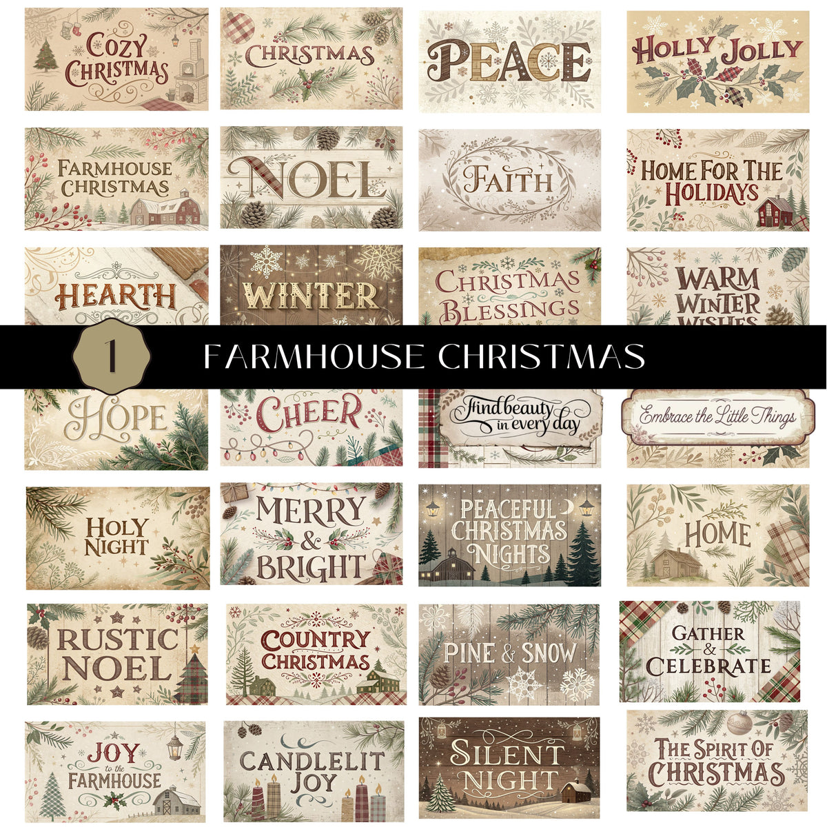 Farmhouse Christmas UV DTF Decal Sheet