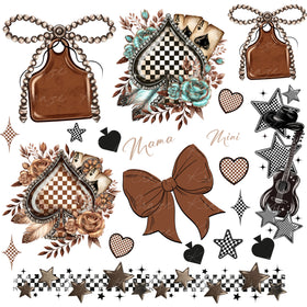 Feather and Spades Western Decal Sheet UV DTF Decal accent Sheet 10x10