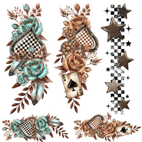 Feather and Spades Western Decal Sheet 2 UV DTF Decal accent Sheet 10x10