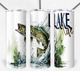 Lake Life on white- Vinyl tumbler wraps