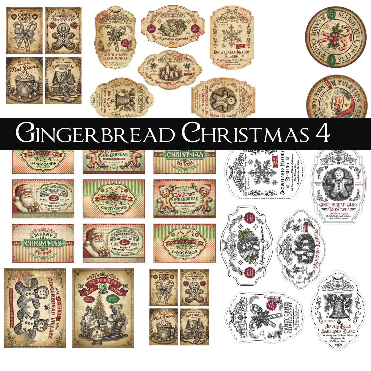Gingerbread Christmas UV DTF Decal Sheets 4 design options