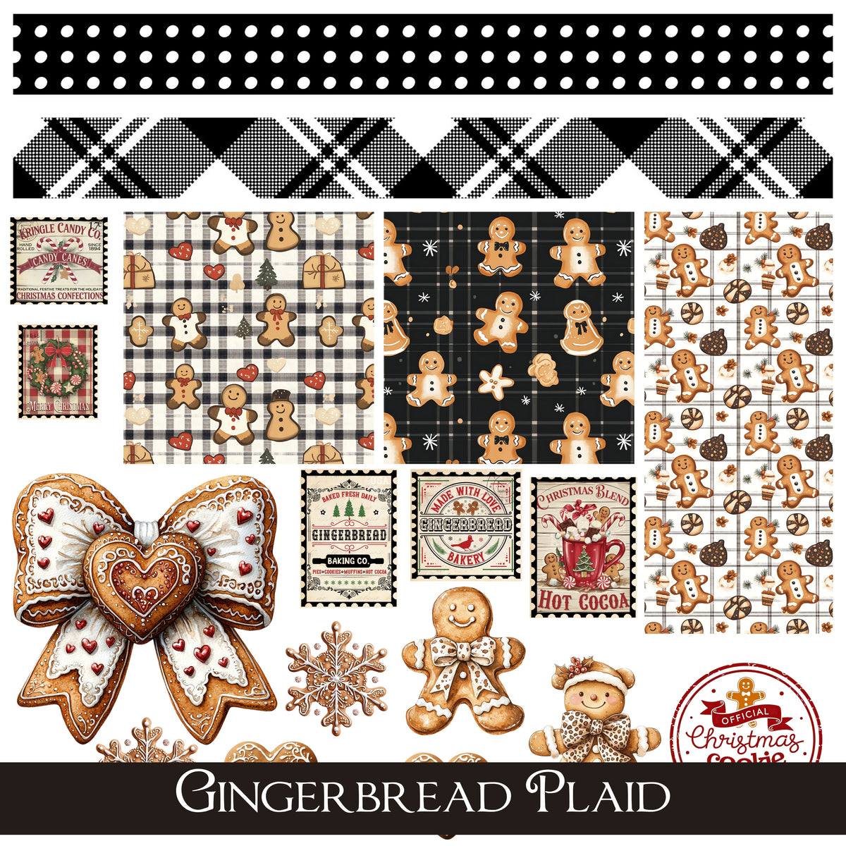Gingerbread Plaid UV DTF Decal Sheets