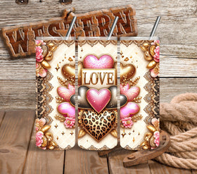 Gold and Pink Hearts Vinyl Tumbler Wraps
