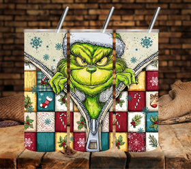 Grinch Zipper Patchwork vinyl tumbler wraps
