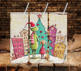 Grinch town vinyl tumbler wraps