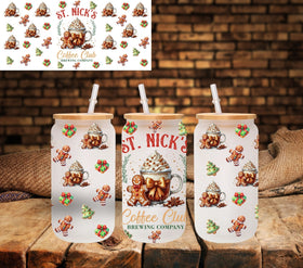 St. Nicks Coffee Club UV DTF 16oz Libbey wrap