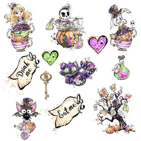 Halloween Wonderland UV DTF Decal Sheets-4 Design Options