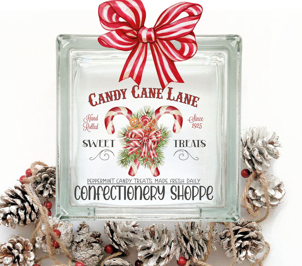 Candy Cane Lane Glass Block Decal 2 sizes available