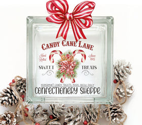Candy Cane Lane Glass Block Decal 2 sizes available