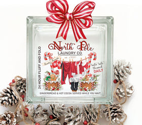 North Pole Laundry Glass Block Decal 2 sizes available