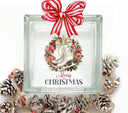 Merry Christmas Ice Skates Glass Block Decal 2 sizes available