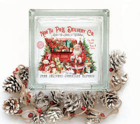 North Pole delivery Glass Block Decal 2 sizes available