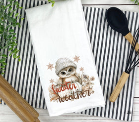 Sweater Weather Owl DTF towel Transfer