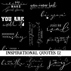 Inspirational Quotes 12 UV DTF Decal Sheets