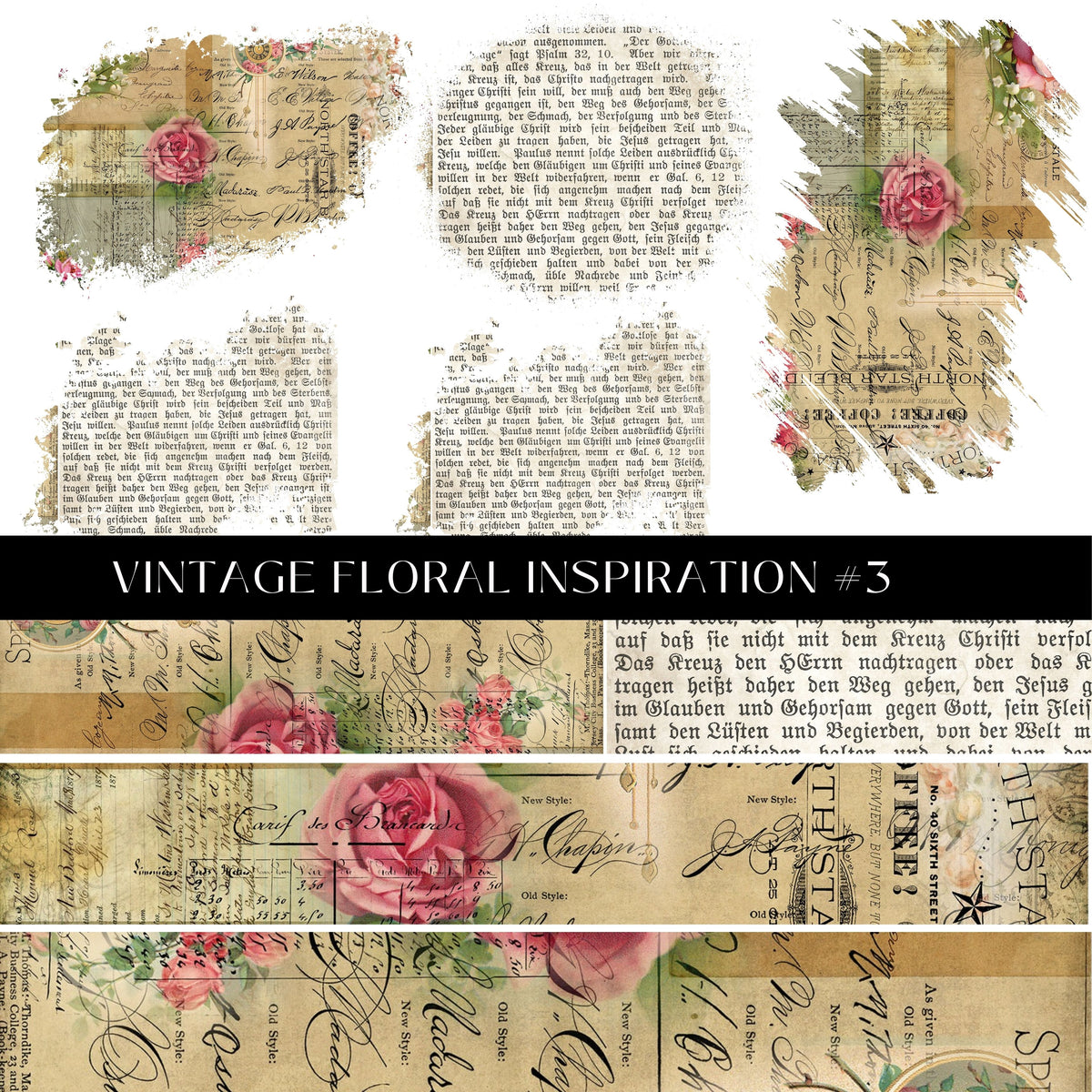 Vintage Floral Inspiration UV DTF Decal Sheets 3 Designs