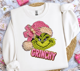 Grinchy Grinch Pink Faux Yarn DTF Transfers