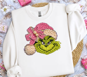 Grinch Pink Faux Yarn DTF Transfers